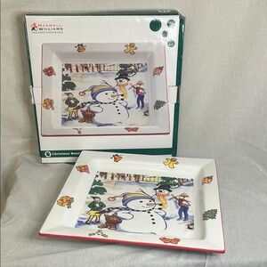 Maxwell & Williams Christmas Wonderland Snowman Square Serving Platter
